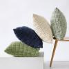 MIULEE Pack of 4 Fall Boho Farmhouse Orange Yellow Corduroy Decorative Throw Pillow Covers 18×18 Inch Soft Striped Pillow Covers Modern Rustic Home Decor for Sofa Living Room Couch Bed(Green Blue)
