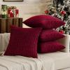 MIULEE Pack of 4 Fall Boho Farmhouse Orange Yellow Corduroy Decorative Throw Pillow Covers 18×18 Inch Soft Striped Pillow Covers Modern Rustic Home Decor for Sofa Living Room Couch Bed(Wine Red)