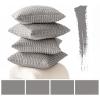 MIULEE Pack of 4 Fall Boho Farmhouse Orange Yellow Corduroy Decorative Throw Pillow Covers 18×18 Inch Soft Striped Pillow Covers Modern Rustic Home Decor for Sofa Living Room Couch Bed(Light Grey)