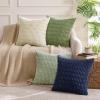 MIULEE Pack of 4 Fall Boho Farmhouse Orange Yellow Corduroy Decorative Throw Pillow Covers 18×18 Inch Soft Striped Pillow Covers Modern Rustic Home Decor for Sofa Living Room Couch Bed(Green Blue)