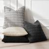 MIULEE Pack of 4 Fall Boho Farmhouse Orange Yellow Corduroy Decorative Throw Pillow Covers 18×18 Inch Soft Striped Pillow Covers Modern Rustic Home Decor for Sofa Living Room Couch Bed(Black and White)