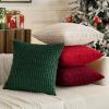 MIULEE Pack of 4 Fall Boho Farmhouse Orange Yellow Corduroy Decorative Throw Pillow Covers 18×18 Inch Soft Striped Pillow Covers Modern Rustic Home Decor for Sofa Living Room Couch Bed(Red and Green)