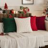 MIULEE Pack of 4 Fall Boho Farmhouse Orange Yellow Corduroy Decorative Throw Pillow Covers 18×18 Inch Soft Striped Pillow Covers Modern Rustic Home Decor for Sofa Living Room Couch Bed(Red and Green)