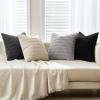 MIULEE Pack of 4 Fall Boho Farmhouse Orange Yellow Corduroy Decorative Throw Pillow Covers 18×18 Inch Soft Striped Pillow Covers Modern Rustic Home Decor for Sofa Living Room Couch Bed(Black and White)