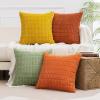 MIULEE Pack of 4 Fall Boho Farmhouse Orange Yellow Corduroy Decorative Throw Pillow Covers 18×18 Inch Soft Striped Pillow Covers Modern Rustic Home Decor for Sofa Living Room Couch Bed(Orange Green)
