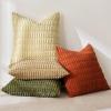 MIULEE Pack of 4 Fall Boho Farmhouse Orange Yellow Corduroy Decorative Throw Pillow Covers 18×18 Inch Soft Striped Pillow Covers Modern Rustic Home Decor for Sofa Living Room Couch Bed(Brown Green)