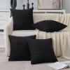 MIULEE Pack of 4 Fall Boho Farmhouse Orange Yellow Corduroy Decorative Throw Pillow Covers 18×18 Inch Soft Striped Pillow Covers Modern Rustic Home Decor for Sofa Living Room Couch Bed(Black)