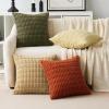 MIULEE Pack of 4 Fall Boho Farmhouse Orange Yellow Corduroy Decorative Throw Pillow Covers 18×18 Inch Soft Striped Pillow Covers Modern Rustic Home Decor for Sofa Living Room Couch Bed(Brown Green)