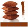 MIULEE Pack of 4 Fall Boho Farmhouse Orange Yellow Corduroy Decorative Throw Pillow Covers 18×18 Inch Soft Striped Pillow Covers Modern Rustic Home Decor for Sofa Living Room Couch Bed(Rust)