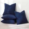 MIULEE Pack of 4 Fall Boho Farmhouse Orange Yellow Corduroy Decorative Throw Pillow Covers 18×18 Inch Soft Striped Pillow Covers Modern Rustic Home Decor for Sofa Living Room Couch Bed(Dark Blue)