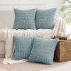 MIULEE Pack of 4 Fall Boho Farmhouse Orange Yellow Corduroy Decorative Throw Pillow Covers 18×18 Inch Soft Striped Pillow Covers Modern Rustic Home Decor for Sofa Living Room Couch Bed(Smoke Blue)