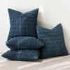 MIULEE Pack of 4 Fall Boho Farmhouse Orange Yellow Corduroy Decorative Throw Pillow Covers 18×18 Inch Soft Striped Pillow Covers Modern Rustic Home Decor for Sofa Living Room Couch Bed(Blue)