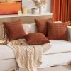 MIULEE Pack of 4 Fall Boho Farmhouse Orange Yellow Corduroy Decorative Throw Pillow Covers 18×18 Inch Soft Striped Pillow Covers Modern Rustic Home Decor for Sofa Living Room Couch Bed(Dark Rust)