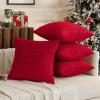 MIULEE Pack of 4 Fall Boho Farmhouse Orange Yellow Corduroy Decorative Throw Pillow Covers 18×18 Inch Soft Striped Pillow Covers Modern Rustic Home Decor for Sofa Living Room Couch Bed(Red)