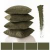 MIULEE Pack of 4 Fall Boho Farmhouse Orange Yellow Corduroy Decorative Throw Pillow Covers 18×18 Inch Soft Striped Pillow Covers Modern Rustic Home Decor for Sofa Living Room Couch Bed(Olive Green)
