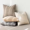 MIULEE Pack of 4 Fall Boho Farmhouse Orange Yellow Corduroy Decorative Throw Pillow Covers 18×18 Inch Soft Striped Pillow Covers Modern Rustic Home Decor for Sofa Living Room Couch Bed(Beige and Brown)