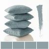 MIULEE Pack of 4 Fall Boho Farmhouse Orange Yellow Corduroy Decorative Throw Pillow Covers 18×18 Inch Soft Striped Pillow Covers Modern Rustic Home Decor for Sofa Living Room Couch Bed(Smoke Blue)