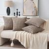 MIULEE Pack of 4 Fall Boho Farmhouse Orange Yellow Corduroy Decorative Throw Pillow Covers 18×18 Inch Soft Striped Pillow Covers Modern Rustic Home Decor for Sofa Living Room Couch Bed(Light Brown)