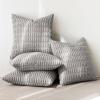 MIULEE Pack of 4 Fall Boho Farmhouse Orange Yellow Corduroy Decorative Throw Pillow Covers 18×18 Inch Soft Striped Pillow Covers Modern Rustic Home Decor for Sofa Living Room Couch Bed(Light Grey)