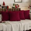 MIULEE Pack of 4 Fall Boho Farmhouse Orange Yellow Corduroy Decorative Throw Pillow Covers 18×18 Inch Soft Striped Pillow Covers Modern Rustic Home Decor for Sofa Living Room Couch Bed(Wine Red)