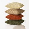 MIULEE Pack of 4 Fall Boho Farmhouse Orange Yellow Corduroy Decorative Throw Pillow Covers 18×18 Inch Soft Striped Pillow Covers Modern Rustic Home Decor for Sofa Living Room Couch Bed(Brown Green)
