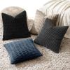 MIULEE Pack of 4 Fall Boho Farmhouse Orange Yellow Corduroy Decorative Throw Pillow Covers 18×18 Inch Soft Striped Pillow Covers Modern Rustic Home Decor for Sofa Living Room Couch Bed(Black and Blue)