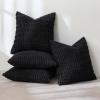 MIULEE Pack of 4 Fall Boho Farmhouse Orange Yellow Corduroy Decorative Throw Pillow Covers 18×18 Inch Soft Striped Pillow Covers Modern Rustic Home Decor for Sofa Living Room Couch Bed(Black)