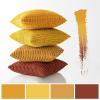 MIULEE Pack of 4 Fall Boho Farmhouse Orange Yellow Corduroy Decorative Throw Pillow Covers 18×18 Inch Soft Striped Pillow Covers Modern Rustic Home Decor for Sofa Living Room Couch Bed(Orange-yellow)