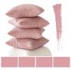 MIULEE Pack of 4 Fall Boho Farmhouse Orange Yellow Corduroy Decorative Throw Pillow Covers 18×18 Inch Soft Striped Pillow Covers Modern Rustic Home Decor for Sofa Living Room Couch Bed(Blush Pink)