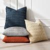 MIULEE Pack of 4 Fall Boho Farmhouse Orange Yellow Corduroy Decorative Throw Pillow Covers 18×18 Inch Soft Striped Pillow Covers Modern Rustic Home Decor for Sofa Living Room Couch Bed(Blue and Orange)