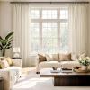 MIULEE Pinch Pleated Terracotta Linen Curtains 84 Inches Long 2 Panels for Bedroom Living Room, Burnt Orange Linen Textured Window Drapes Back Tab Hook Semi Sheer Light Filtering Rust Boho Fall Decor(Linen)
