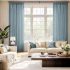 MIULEE Pinch Pleated Terracotta Linen Curtains 84 Inches Long 2 Panels for Bedroom Living Room, Burnt Orange Linen Textured Window Drapes Back Tab Hook Semi Sheer Light Filtering Rust Boho Fall Decor(Stone Blue)