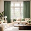MIULEE Pinch Pleated Terracotta Linen Curtains 84 Inches Long 2 Panels for Bedroom Living Room, Burnt Orange Linen Textured Window Drapes Back Tab Hook Semi Sheer Light Filtering Rust Boho Fall Decor(Olive Green)
