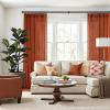MIULEE Pinch Pleated Terracotta Linen Curtains 84 Inches Long 2 Panels for Bedroom Living Room, Burnt Orange Linen Textured Window Drapes Back Tab Hook Semi Sheer Light Filtering Rust Boho Fall Decor(Terracotta)