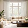MIULEE Pinch Pleated Terracotta Linen Curtains 84 Inches Long 2 Panels for Bedroom Living Room, Burnt Orange Linen Textured Window Drapes Back Tab Hook Semi Sheer Light Filtering Rust Boho Fall Decor(Natural)