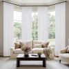 MIULEE Pinch Pleated Thick Linen Curtains 90 Inch 4 Panels Set Back Tab Memory Trained Pinch Pleat Semi Sheer Light Filtering Privacy Curtain Let Light in Window Drapes for Living Room Bedroom Natural(White)