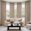 MIULEE Pinch Pleated Thick Linen Curtains 90 Inch 4 Panels Set Back Tab Memory Trained Pinch Pleat Semi Sheer Light Filtering Privacy Curtain Let Light in Window Drapes for Living Room Bedroom Natural(Taupe)