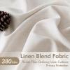 MIULEE Pinch Pleated Thick Linen Curtains 90 Inch 4 Panels Set Back Tab Memory Trained Pinch Pleat Semi Sheer Light Filtering Privacy Curtain Let Light in Window Drapes for Living Room Bedroom Natural(Beige White)