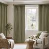 MIULEE Pinch Pleated Thick Linen Curtains 90 Inch 4 Panels Set Back Tab Memory Trained Pinch Pleat Semi Sheer Light Filtering Privacy Curtain Let Light in Window Drapes for Living Room Bedroom Natural(Olive Green)