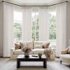 MIULEE Pinch Pleated Thick Linen Curtains 90 Inch 4 Panels Set Back Tab Memory Trained Pinch Pleat Semi Sheer Light Filtering Privacy Curtain Let Light in Window Drapes for Living Room Bedroom Natural(Beige White)