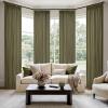 MIULEE Pinch Pleated Thick Linen Curtains 90 Inch 4 Panels Set Back Tab Memory Trained Pinch Pleat Semi Sheer Light Filtering Privacy Curtain Let Light in Window Drapes for Living Room Bedroom Natural(Olive Green)