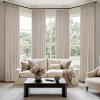 MIULEE Pinch Pleated Thick Linen Curtains 90 Inch 4 Panels Set Back Tab Memory Trained Pinch Pleat Semi Sheer Light Filtering Privacy Curtain Let Light in Window Drapes for Living Room Bedroom Natural(Natural)