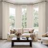 MIULEE Pinch Pleated Thick Linen Curtains 90 Inch 4 Panels Set Back Tab Memory Trained Pinch Pleat Semi Sheer Light Filtering Privacy Curtain Let Light in Window Drapes for Living Room Bedroom Natural(Birch)