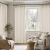 MIULEE Pinch Pleated Thick Linen Curtains 90 Inch 4 Panels Set Back Tab Memory Trained Pinch Pleat Semi Sheer Light Filtering Privacy Curtain Let Light in Window Drapes for Living Room Bedroom Natural(Birch)