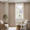 MIULEE Pinch Pleated Thick Linen Curtains 90 Inch 4 Panels Set Back Tab Memory Trained Pinch Pleat Semi Sheer Light Filtering Privacy Curtain Let Light in Window Drapes for Living Room Bedroom Natural(Taupe)