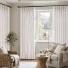 MIULEE Pinch Pleated Thick Linen Curtains 90 Inch 4 Panels Set Back Tab Memory Trained Pinch Pleat Semi Sheer Light Filtering Privacy Curtain Let Light in Window Drapes for Living Room Bedroom Natural(Beige White)