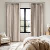 MIULEE Pinch Pleated Thick Linen Curtains 96 Inches Long 2 Panels for Living Room Bedroom, Memory Trained Pleat Drapes Light Filtering Nautral Birch Semi Sheer Window Curtains Hooks Rings Back Tab(Burlywood Birch)