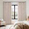 MIULEE Pinch Pleated Thick Linen Curtains 96 Inches Long 2 Panels for Living Room Bedroom, Memory Trained Pleat Drapes Light Filtering Nautral Birch Semi Sheer Window Curtains Hooks Rings Back Tab(Cream White)