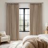 MIULEE Pinch Pleated Thick Linen Curtains 96 Inches Long 2 Panels for Living Room Bedroom, Memory Trained Pleat Drapes Light Filtering Nautral Birch Semi Sheer Window Curtains Hooks Rings Back Tab(Linen Brown)