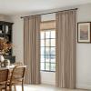 MIULEE Pinch Pleated Thick Linen Curtains 96 Inches Long 2 Panels for Living Room Bedroom, Memory Trained Pleat Drapes Light Filtering Nautral Birch Semi Sheer Window Curtains Hooks Rings Back Tab(Linen Brown)